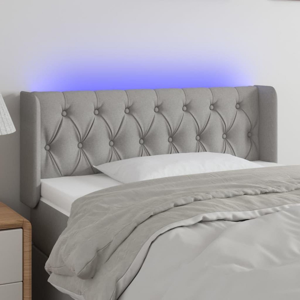 VIDAXL Tete de lit a LED Gris clair 103x16x78/88 cm Tissu
