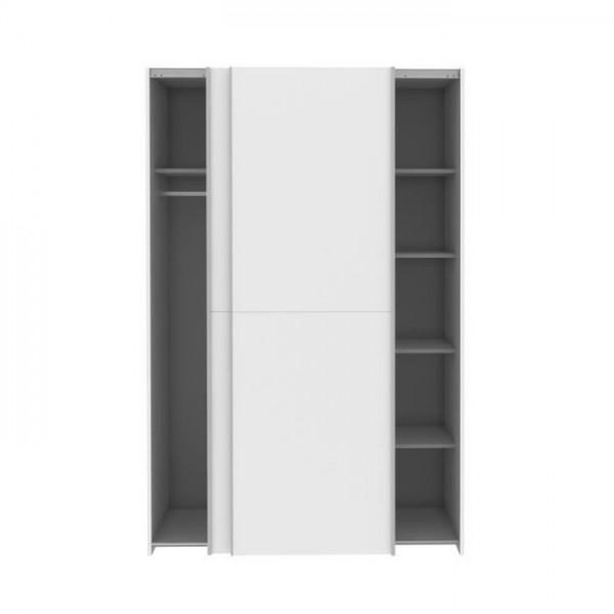 Voir la diapositive 5 : MARKET24 Armoire 2 portes coulissantes - Blanc mat - L 120 x P 61,2 x H 190,5 cm - OZZULA