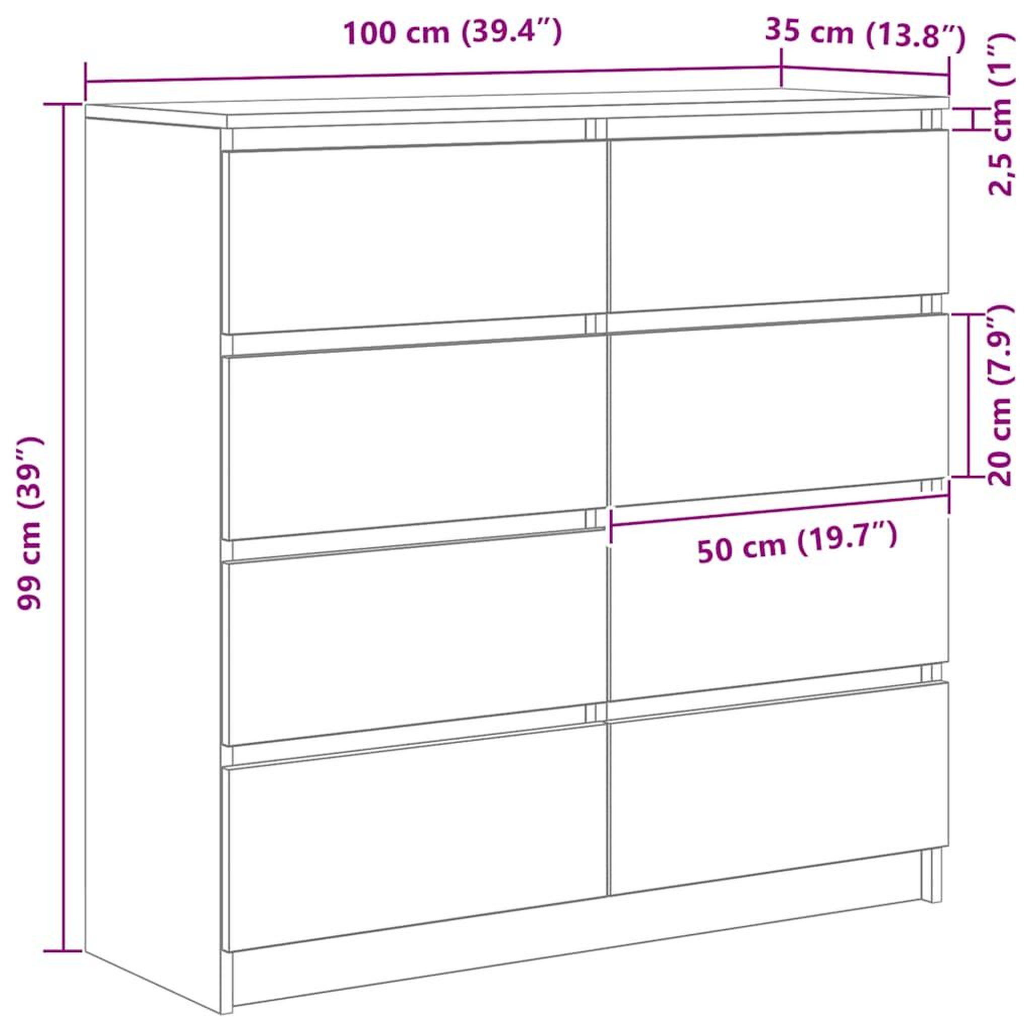 Voir la diapositive 6 : VIDAXL Buffet chene sonoma 100x35x99 cm bois d'ingenierie