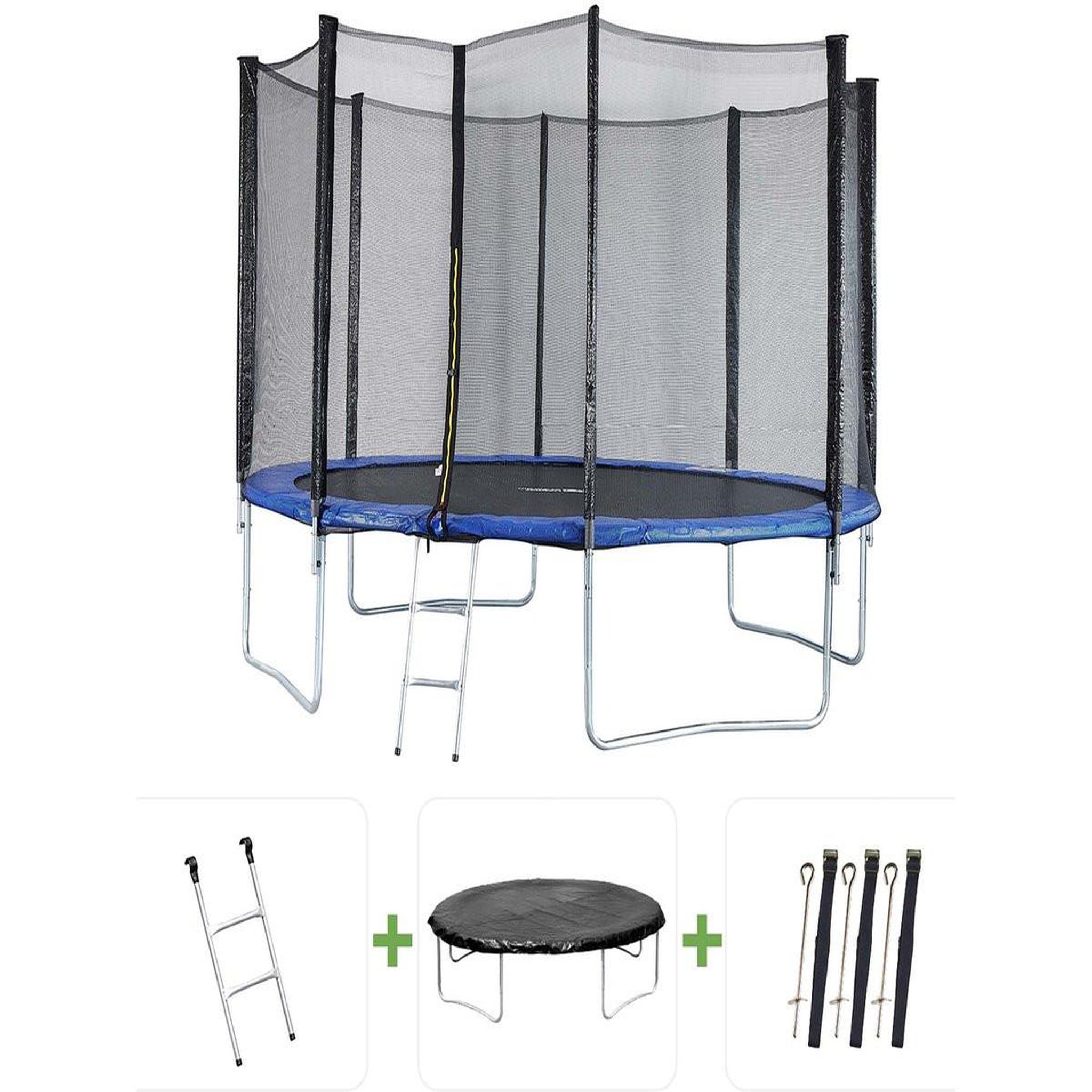 Habitat et Jardin Trampoline  joycy  - ø 4,27 m - avec filet + échelle + couverture + kit d'ancrage