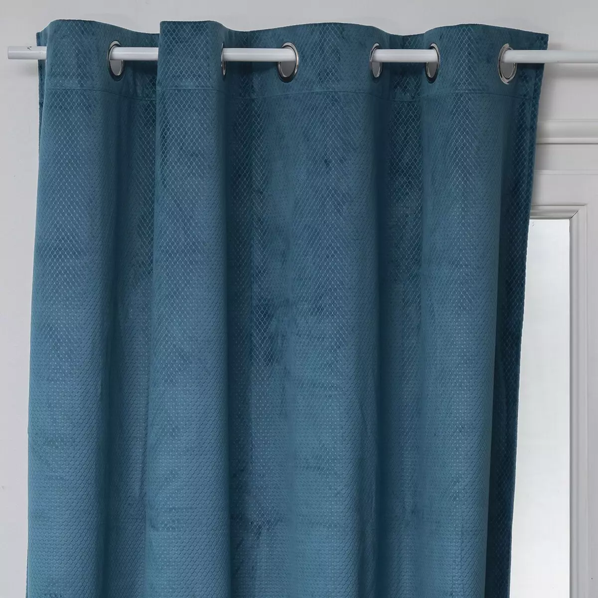 ATMOSPHERA Rideau de salon occultant 8 œillets modèle Otto - 140 x 260 cm - Bleu canard