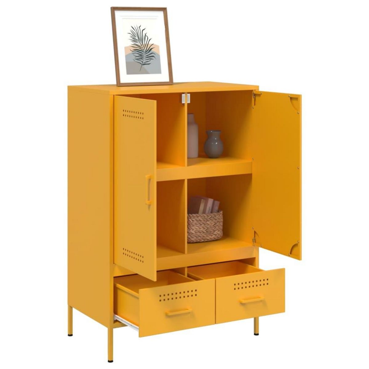 VIDAXL Buffet haut jaune moutarde 68x39x101,5 cm acier