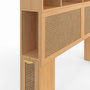 Voir la diapositive 5 : ID MARKET Tête de lit EDHEN 145 cm avec rangements fermés et niches cannage et bois