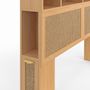 Voir la diapositive 5 : ID MARKET Tête de lit EDHEN 145 cm avec rangements fermés et niches cannage et bois