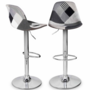 Voir la diapositive 1 : ID MARKET Lot de 2 tabourets de bar KARL design patchworks noirs, gris et blancs pied chromé