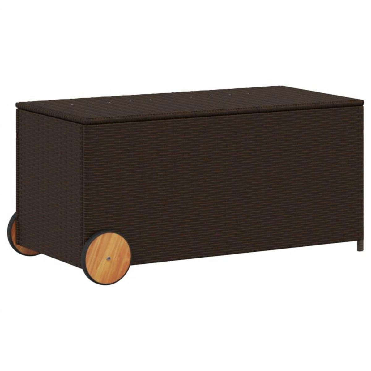 VIDAXL Boîte de rangement de jardin et roues marron 190L poly rotin