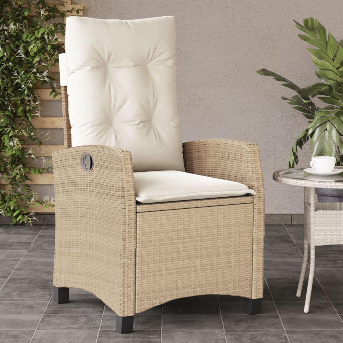 VIDAXL Chaises inclinables de jardin lot de 2 et coussins beige rotin