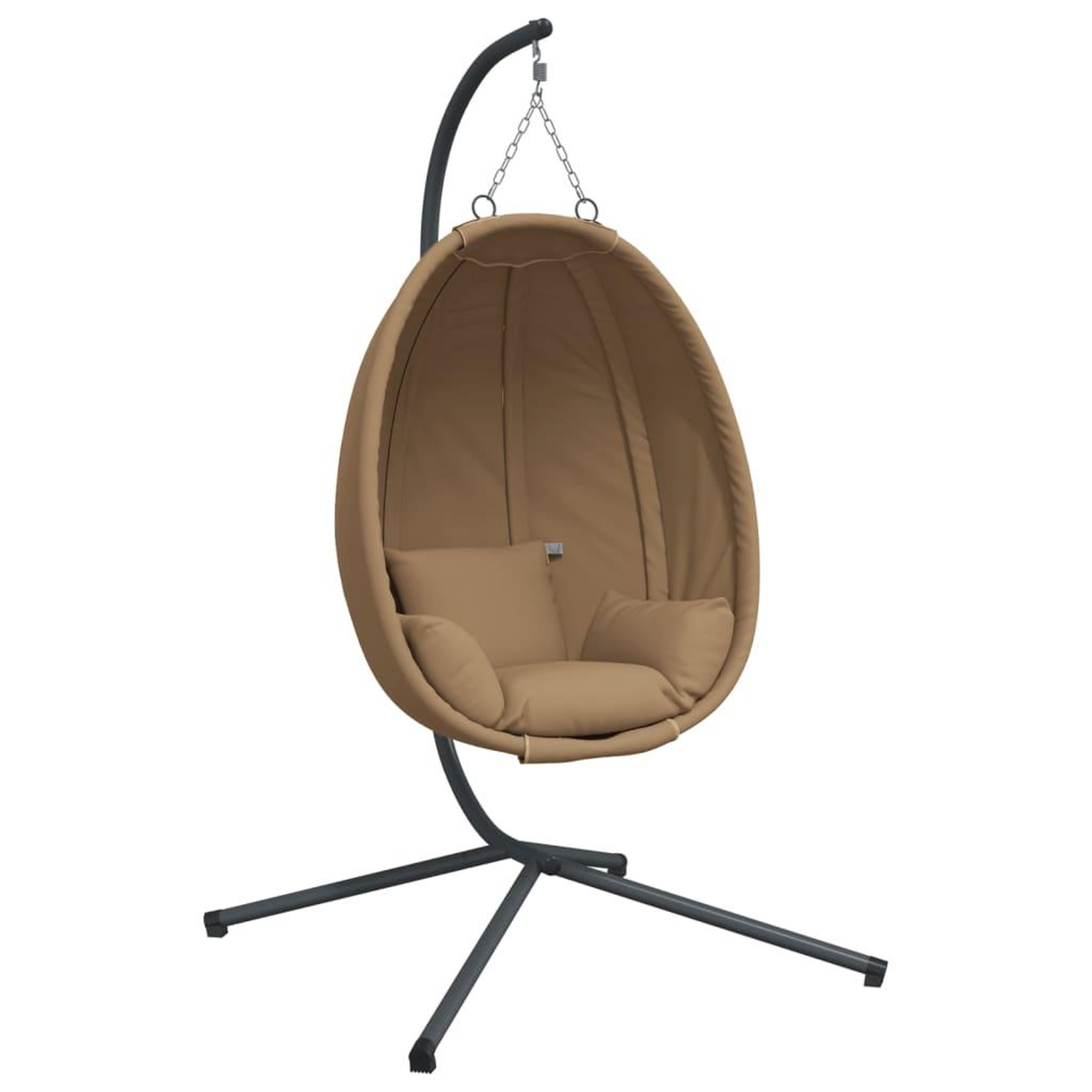 Voir la diapositive 2 : VIDAXL Chaise suspendue en forme d'œuf et support taupe tissu et acier
