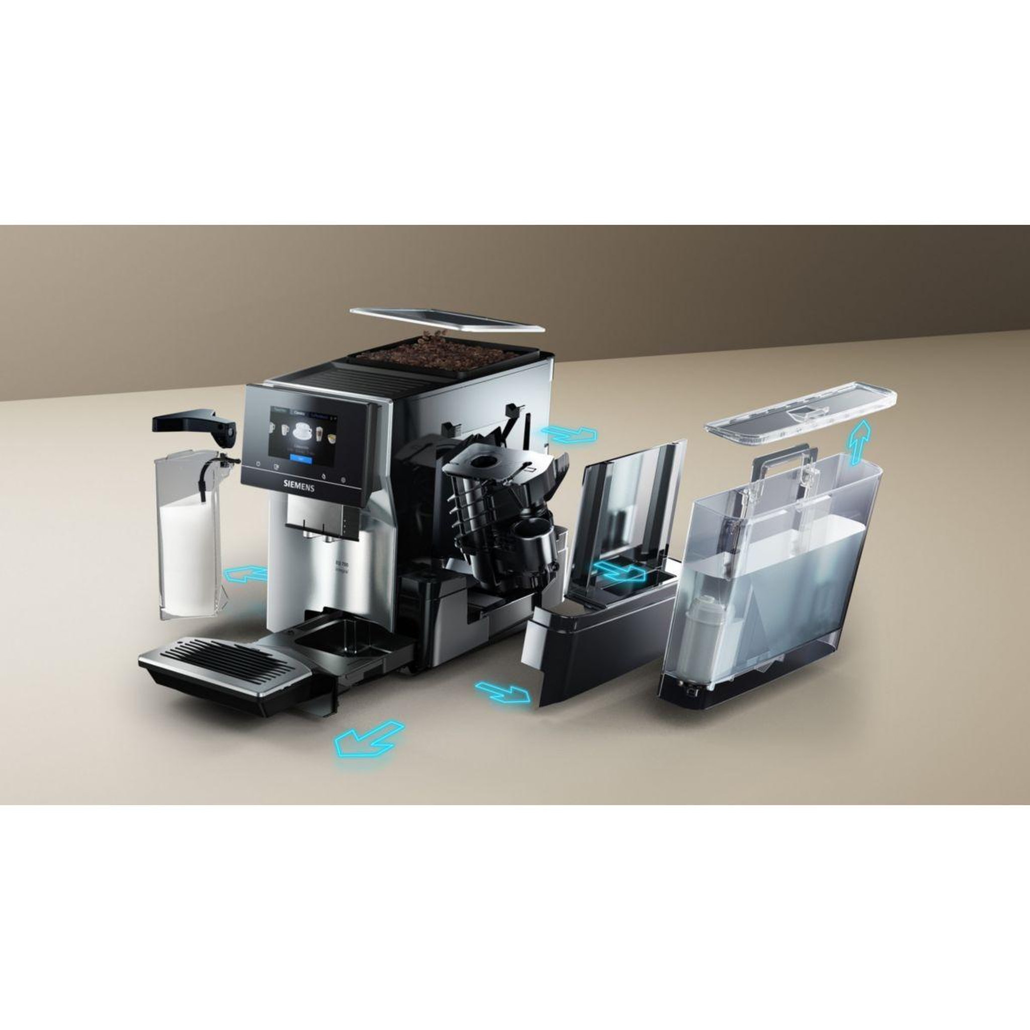 Voir la diapositive 2 : Siemens Expresso broyeur eq700 integral inox silver/noir tq713r03