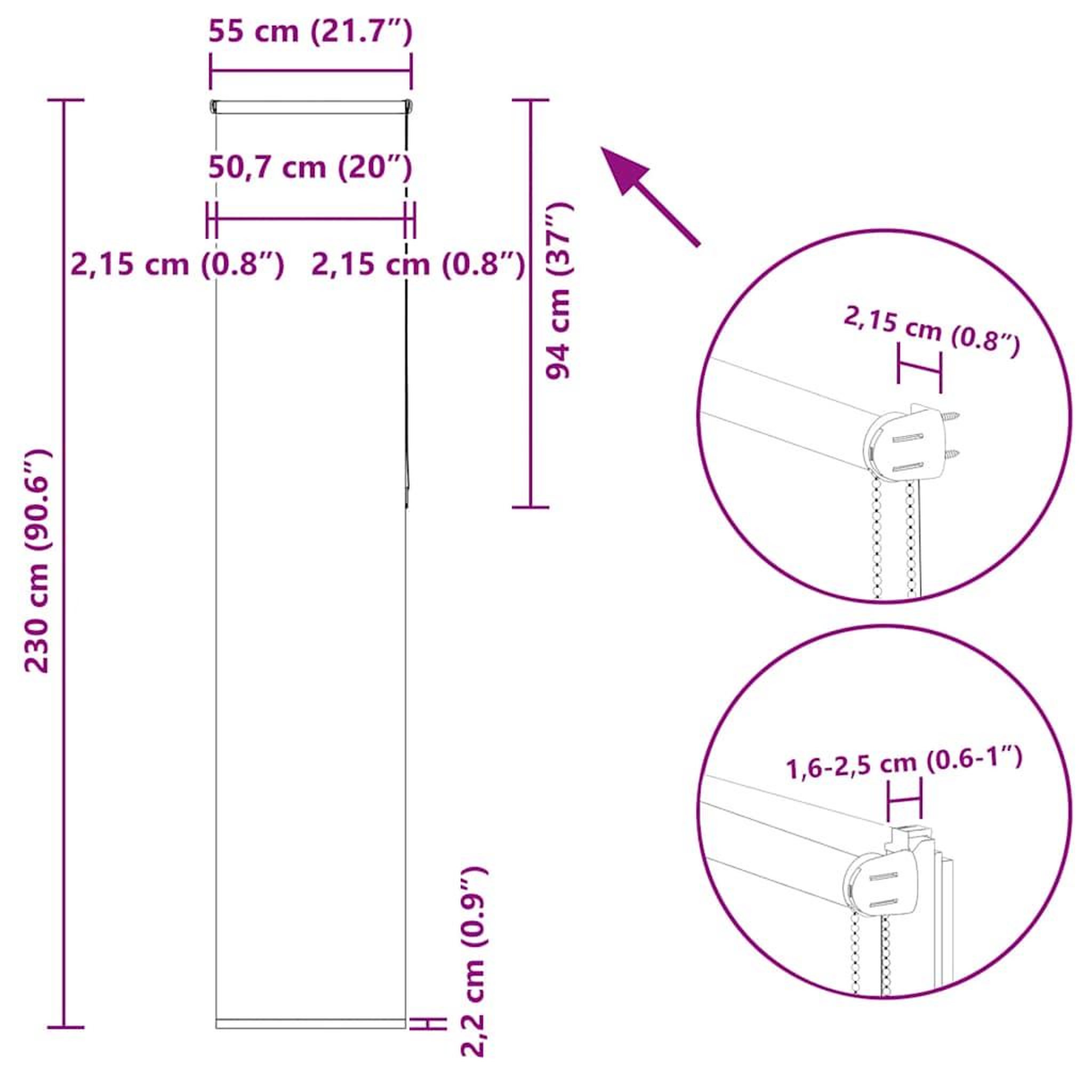 Voir la diapositive 6 : VIDAXL Store enrouleur occultant largeur du tissu 50,7 cm polyester