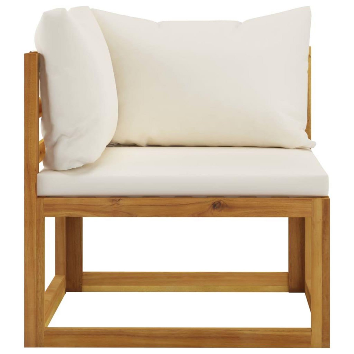VIDAXL Canape d'angle sectionnel et coussin blanc creme Bois d'acacia