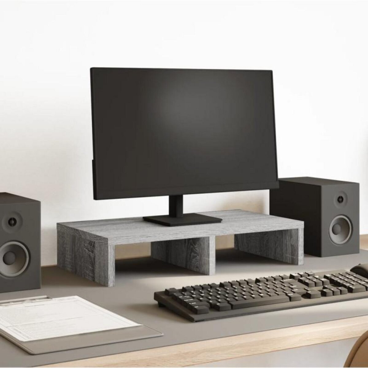 VIDAXL Support de moniteur sonoma gris 50x27x10 cm bois d ingénierie