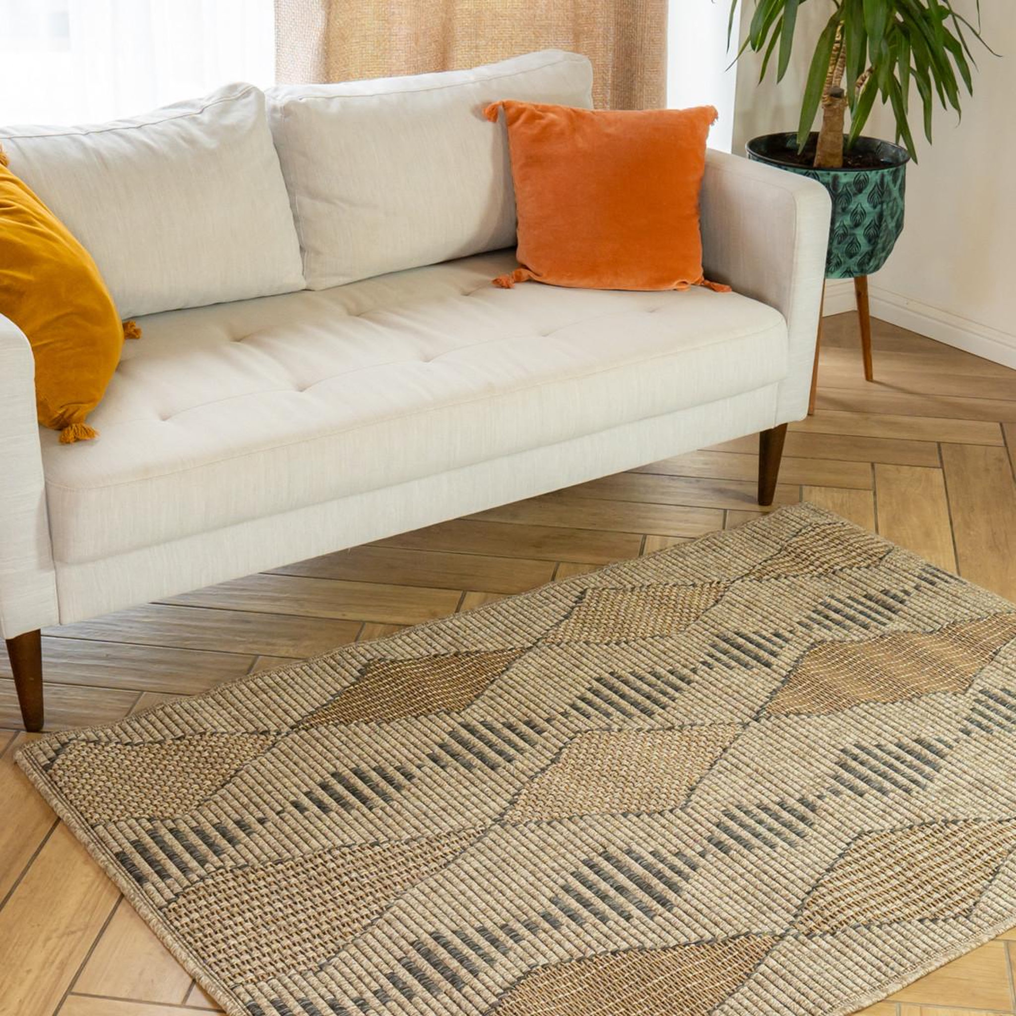 Voir la diapositive 2 : FUTURE HOME Tapis déco intérieur et extérieur ethnique 120x170cm