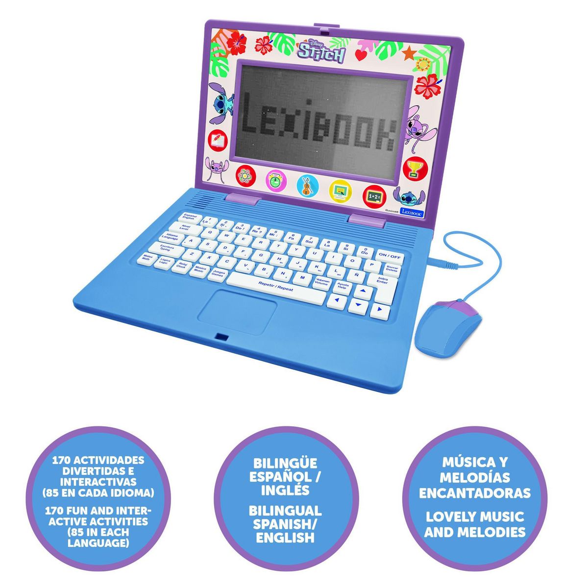Lexibook Ordinateur éducatif bilingue Stitch (EN/ES)