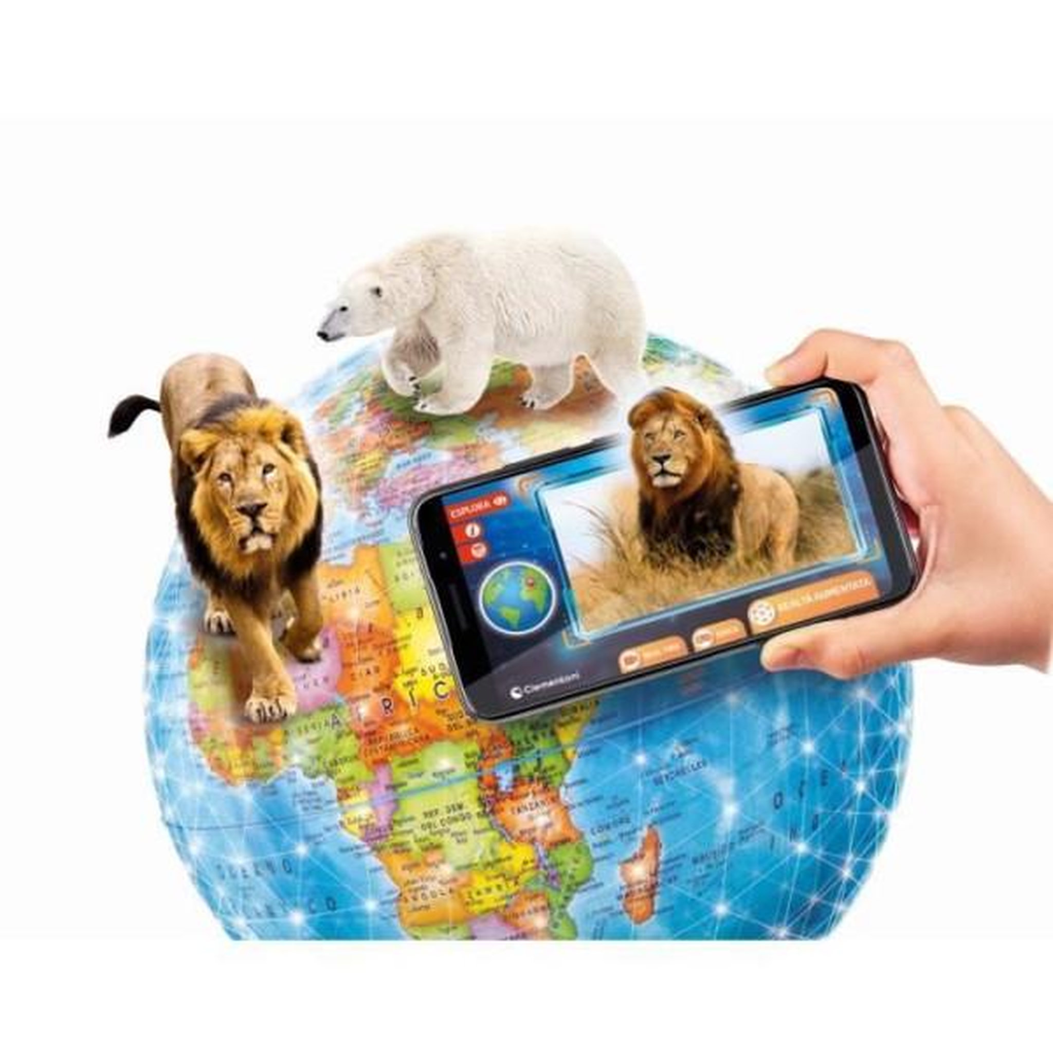 Voir la diapositive 3 : CLEMENTONI Clementoni - exploraglobe - voyage en temps réel - 3 modes de jeu et 28 activités - stylo bluetooth