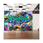 Paris Prix Papier Peint  Graffiti : Motif Bleu. Coloris disponibles : Multicolore