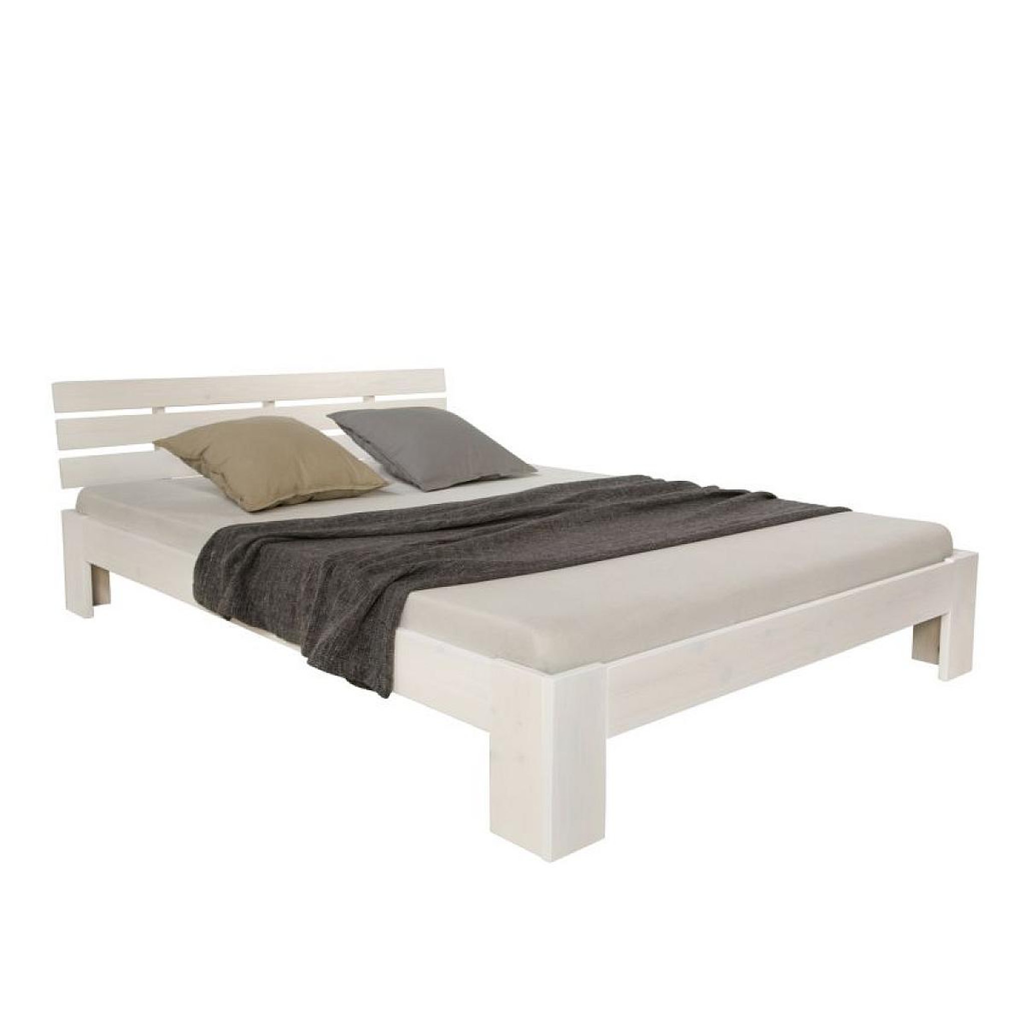 HomeStyle4U Lit double 140x200 matelas et sommier à lattes blanc