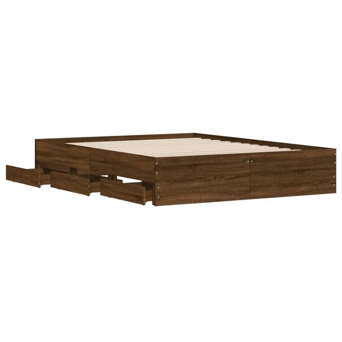VIDAXL Cadre de lit avec tiroirs sans matelas chene marron 150x200 cm