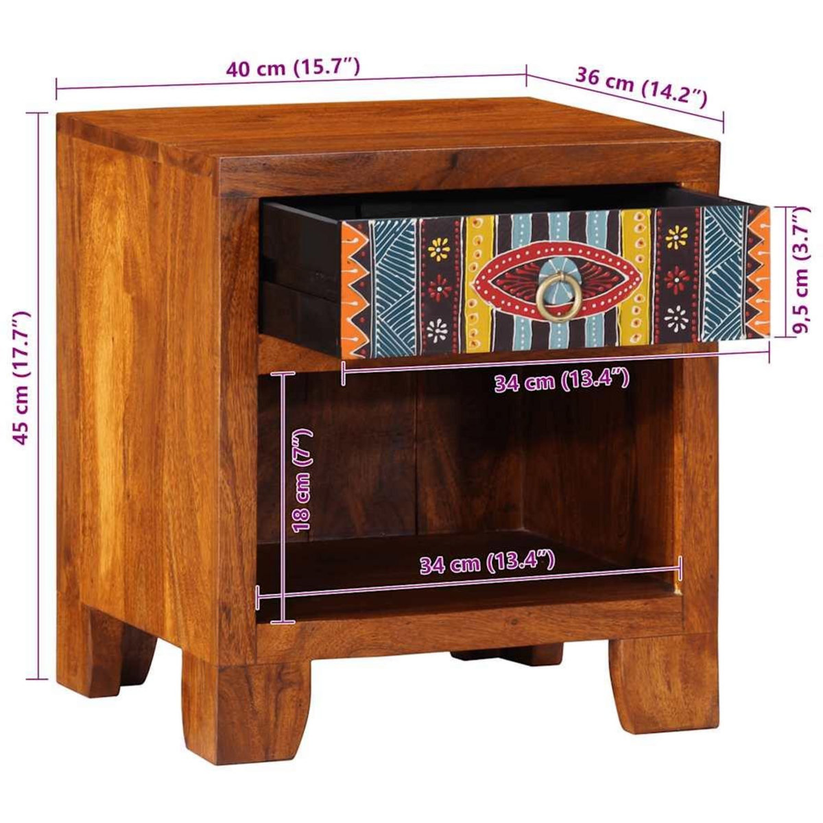 VIDAXL Table de chevet 40x35x45 cm bois d'acacia massif