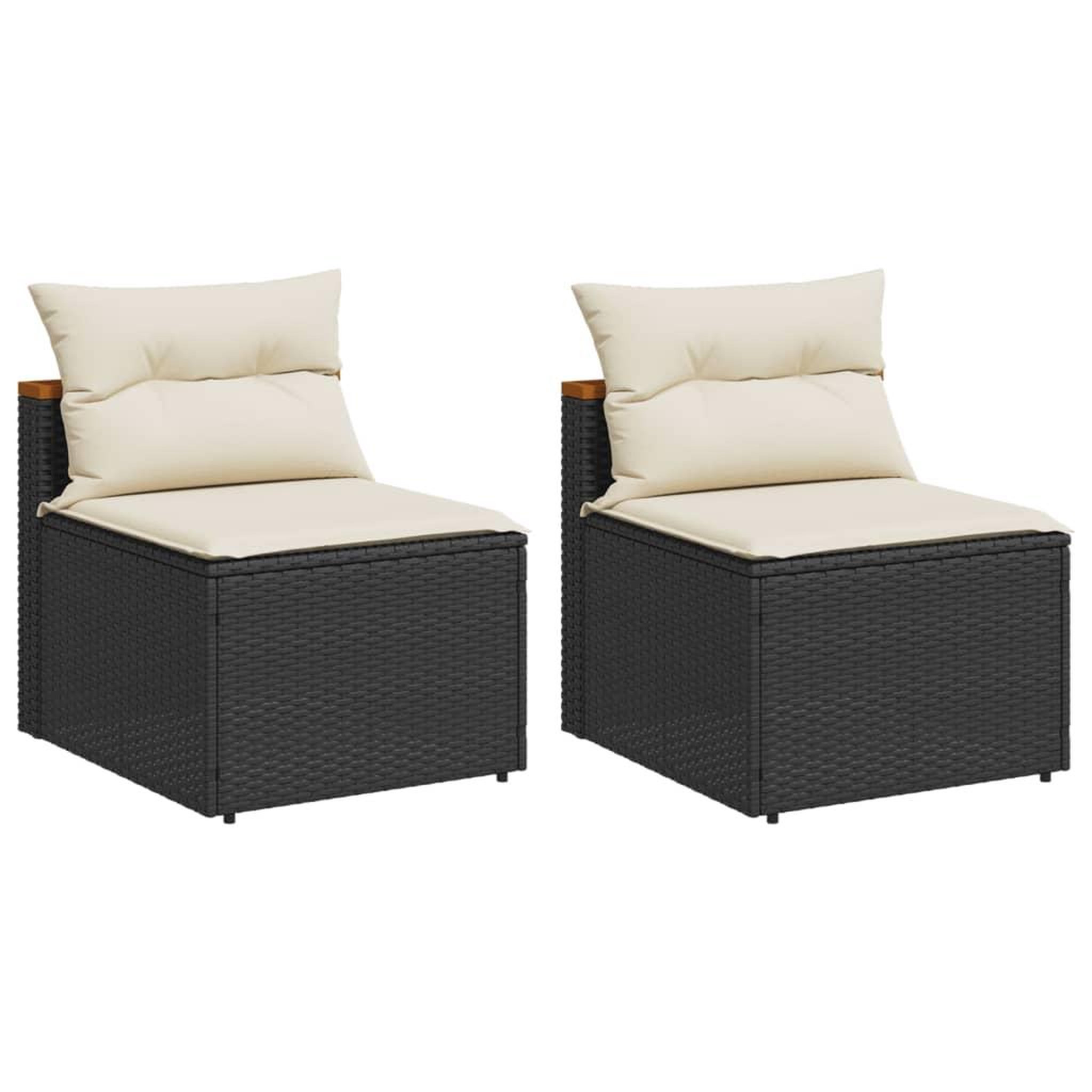 Voir la diapositive 2 : VIDAXL Canapes de jardin sans accoudoirs avec coussins 2 pcs noir