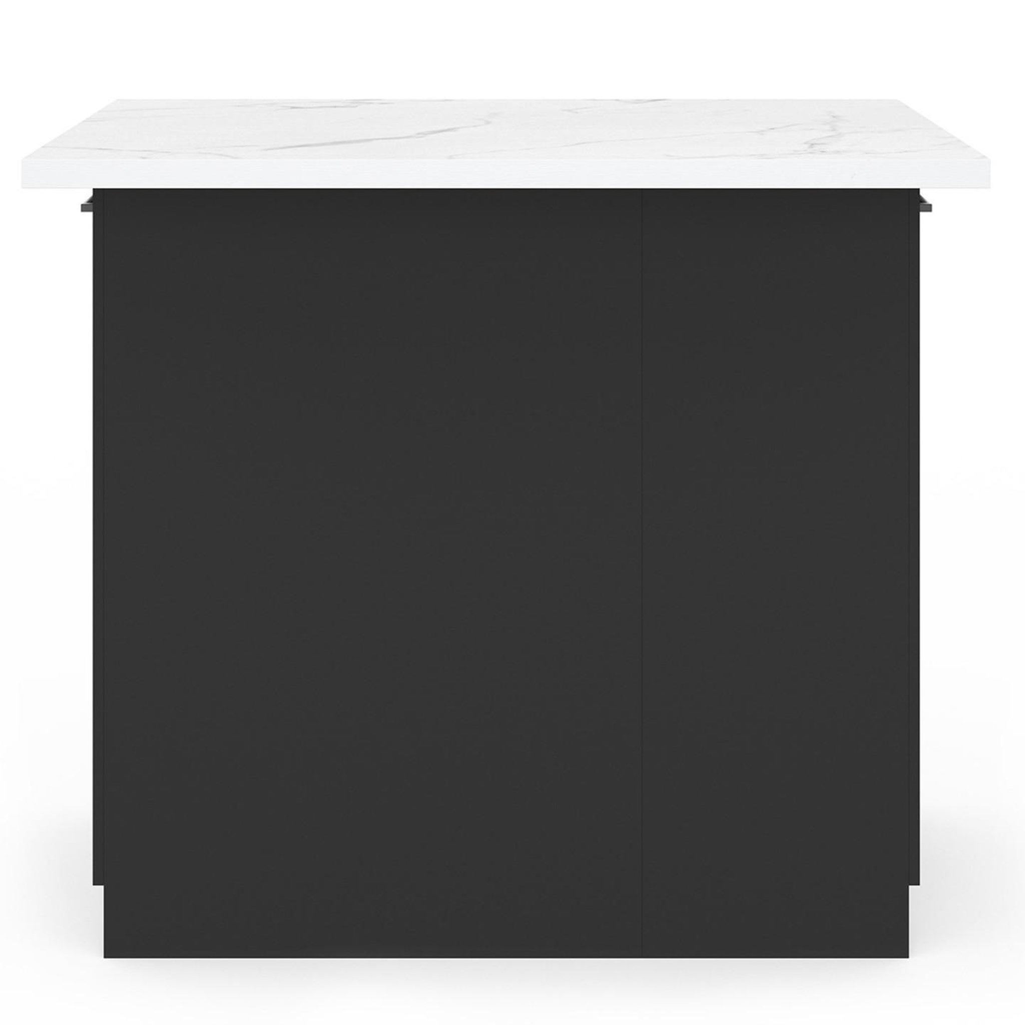 Voir la diapositive 3 : ID MARKET Ilot central ivo 100 cm bois noir avec plan de travail effet marbre alaska