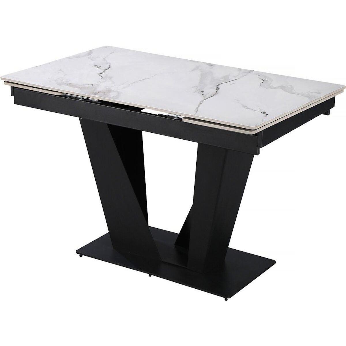 Habitat et Jardin Table à manger extensible en céramique - 160/240 cm - 6 à 10 personnes  Nova  - Blanc marbré gris