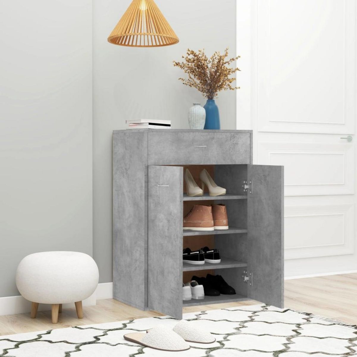 VIDAXL Armoire a chaussures Gris beton 60x35x84 cm Bois d'ingenierie