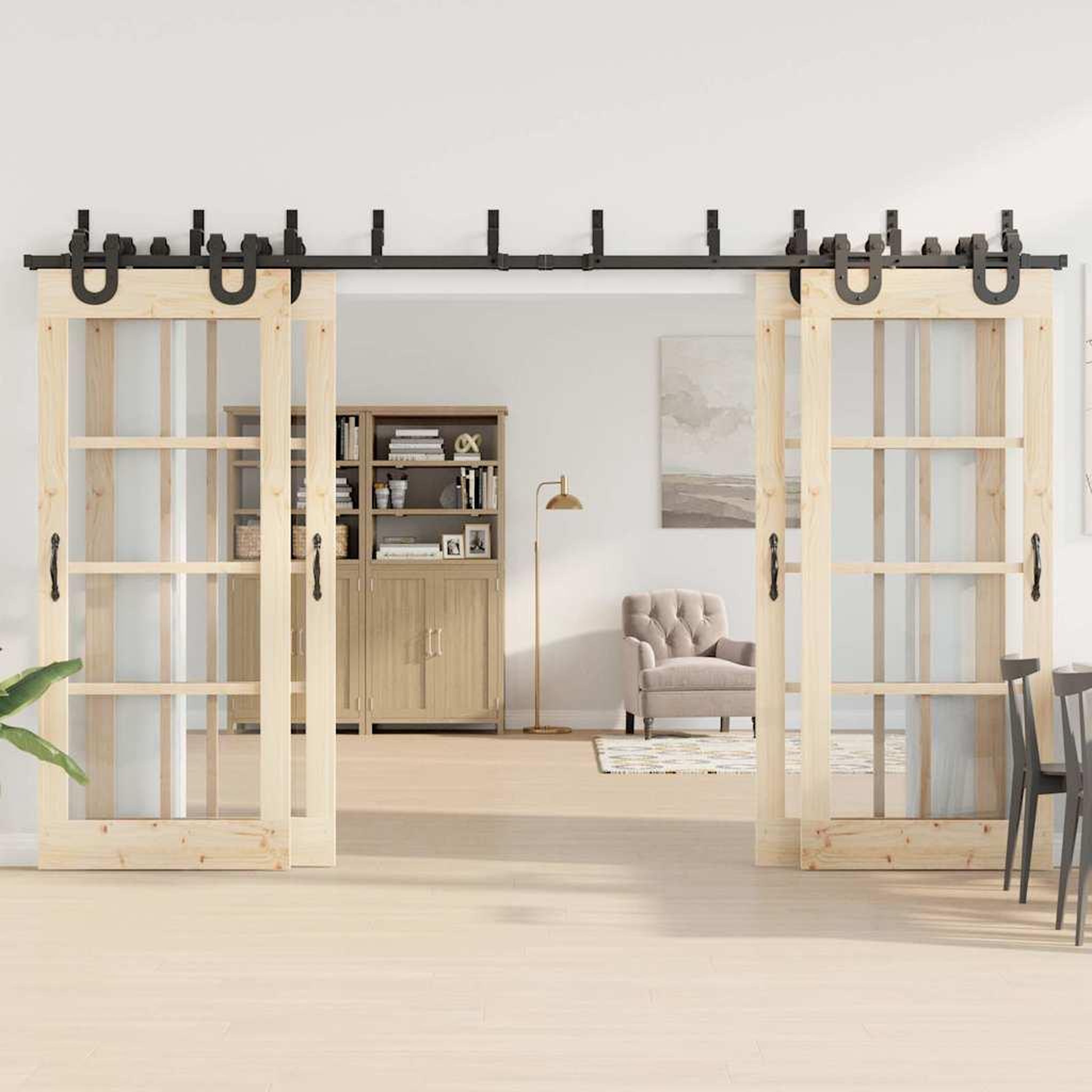 Voir la diapositive 3 : VIDAXL Kit de quincaillerie de porte coulissante 366 cm acier noir