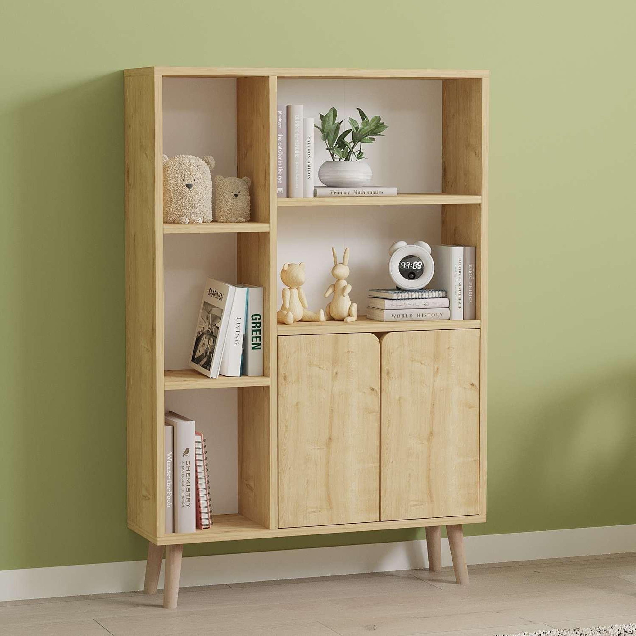 Voir la diapositive 2 : Habitat et Jardin Bibliothèque en bois  lumo  - 80 x 24 x 120 cm - beige