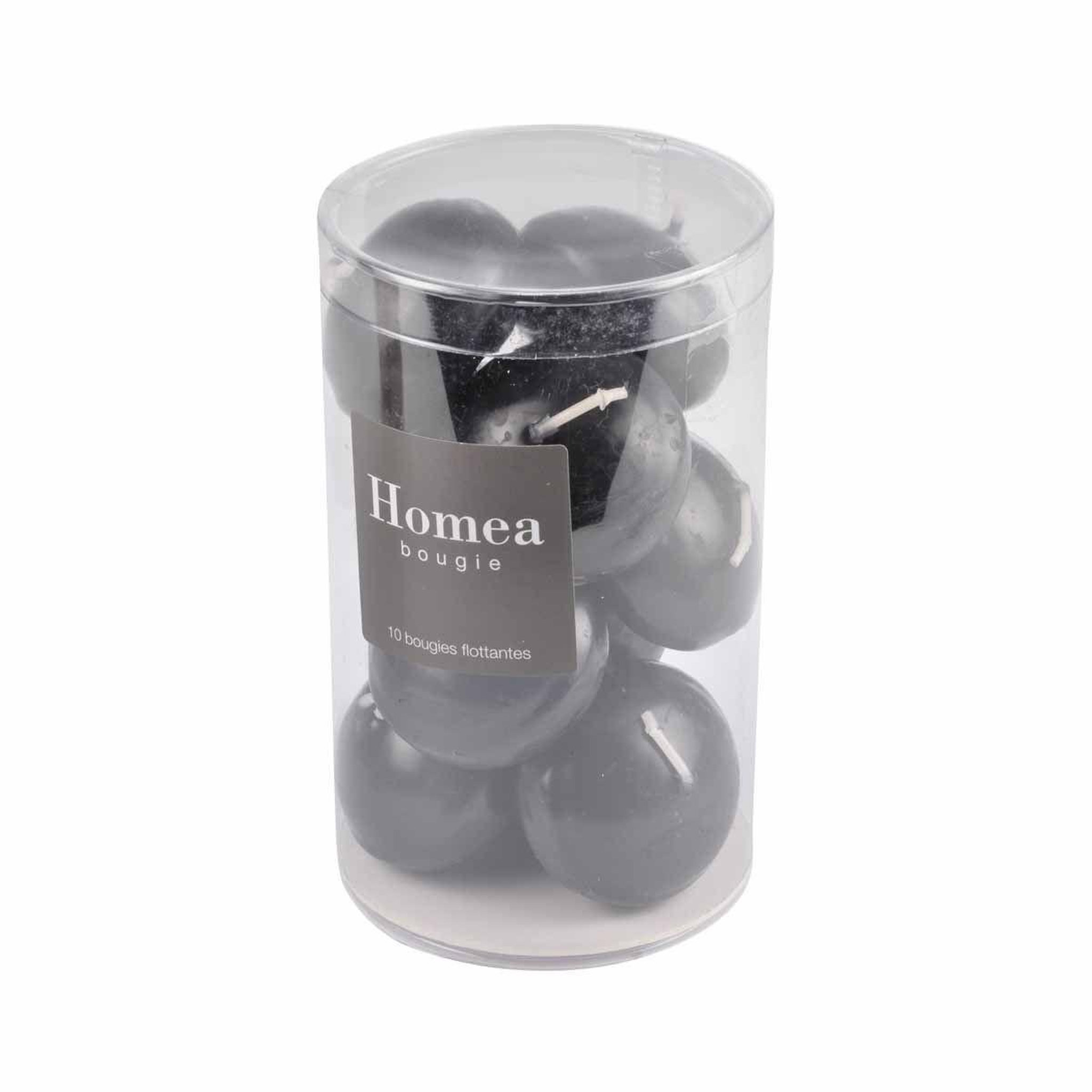 HOMEA Lot de 10 bougies flottantes déco  raina  4cm noir