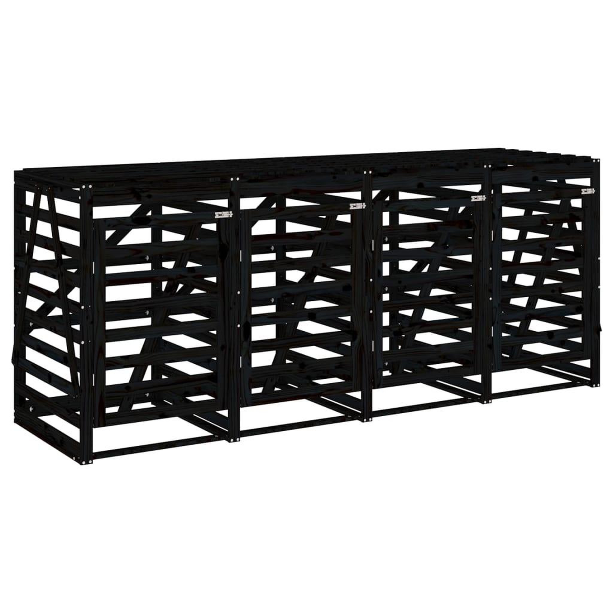 Voir la diapositive 5 : VIDAXL Abri pour poubelle quadruple sur roulettes noir bois de pin