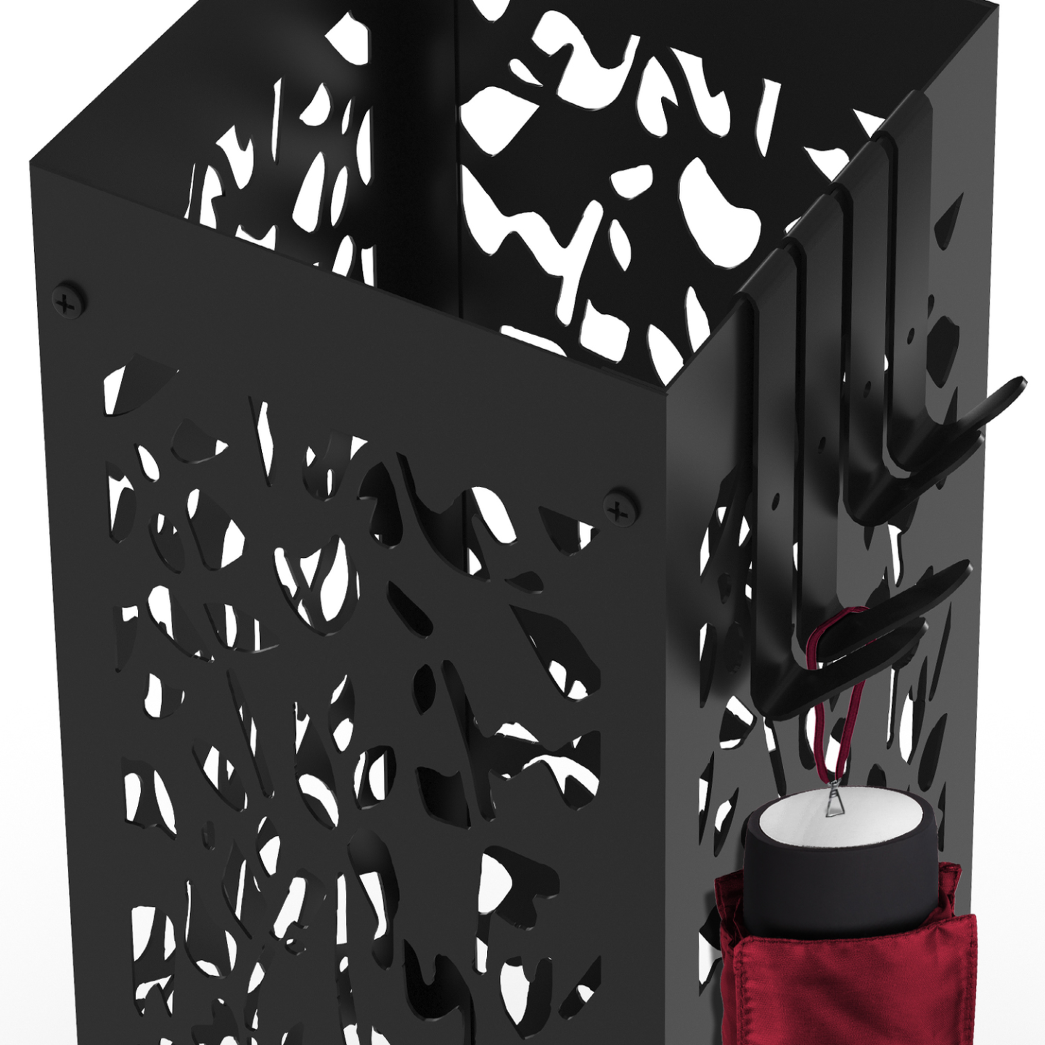 Voir la diapositive 6 : ID MARKET Porte parapluie FLOWER carré en acier noir hauteur 45 cm