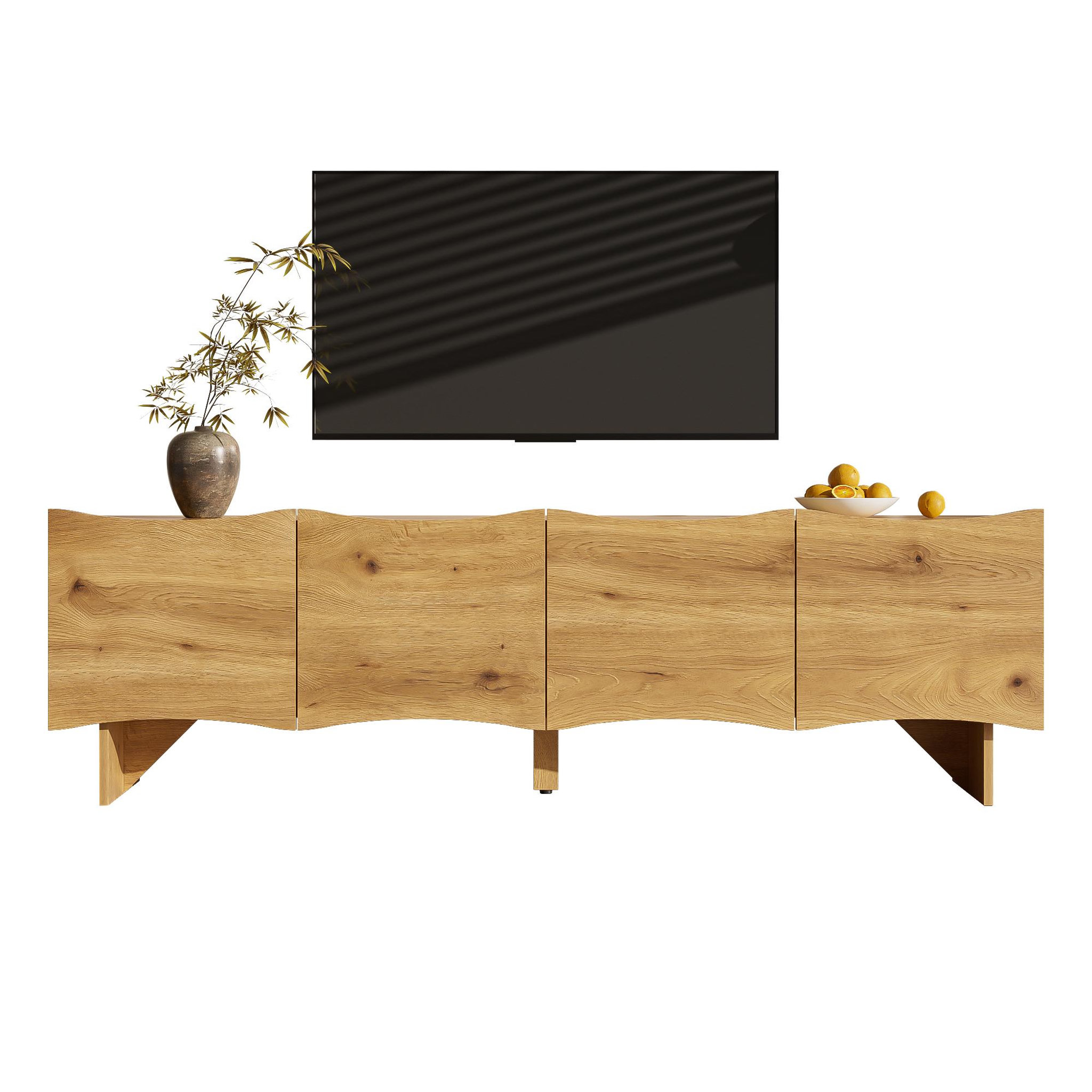 MERAX Meuble tv naturel 155 cm panneau de particules