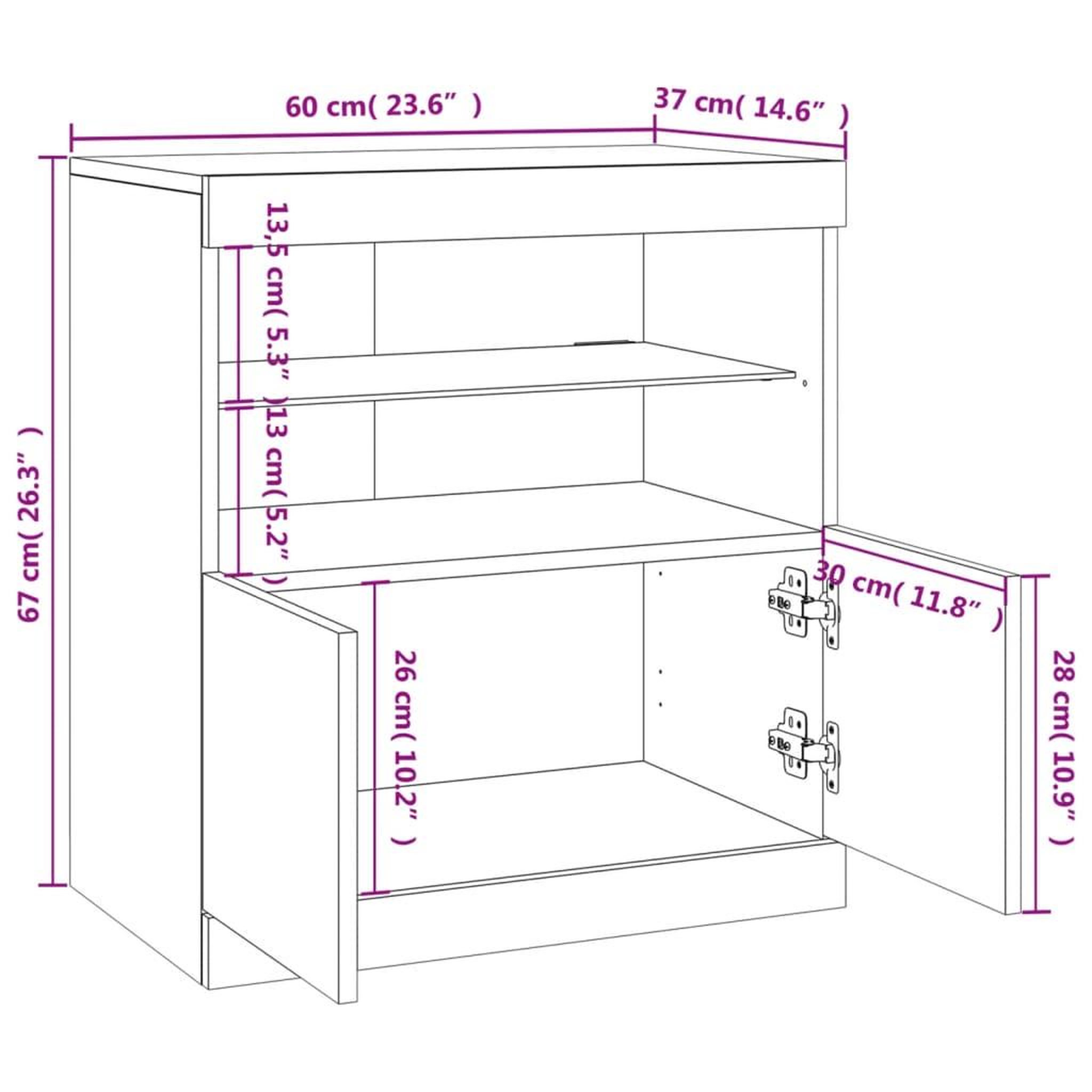 Voir la diapositive 6 : VIDAXL Buffet avec lumieres LED blanc 60x37x67 cm