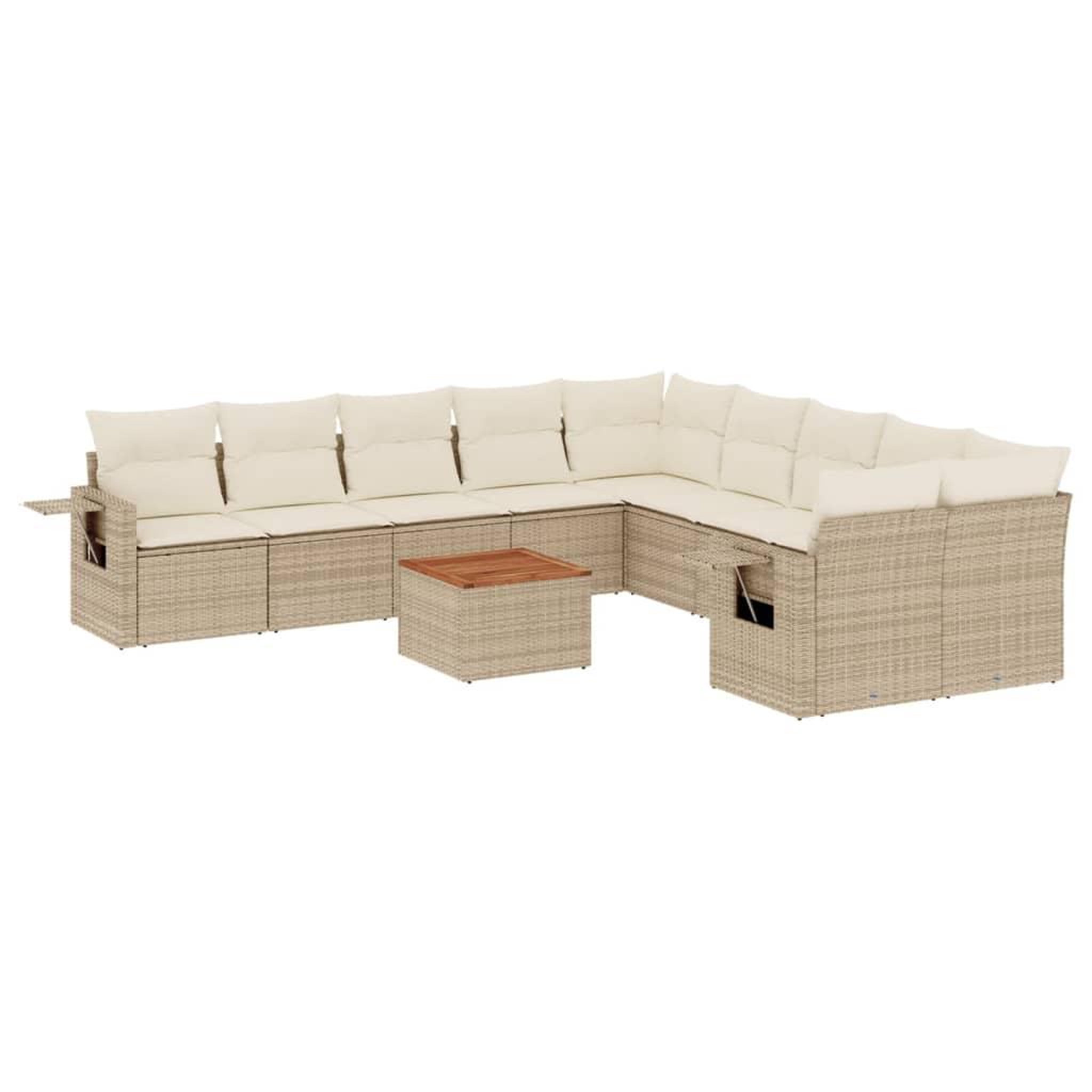 Voir la diapositive 2 : VIDAXL Salon de jardin 11 pcs avec coussins beige resine tressee