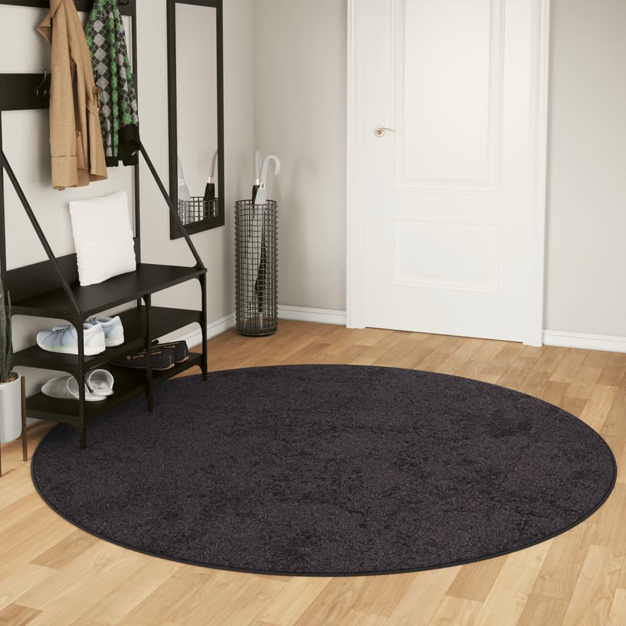 VIDAXL Tapis lavable anthracite Ø 200 cm antiderapant