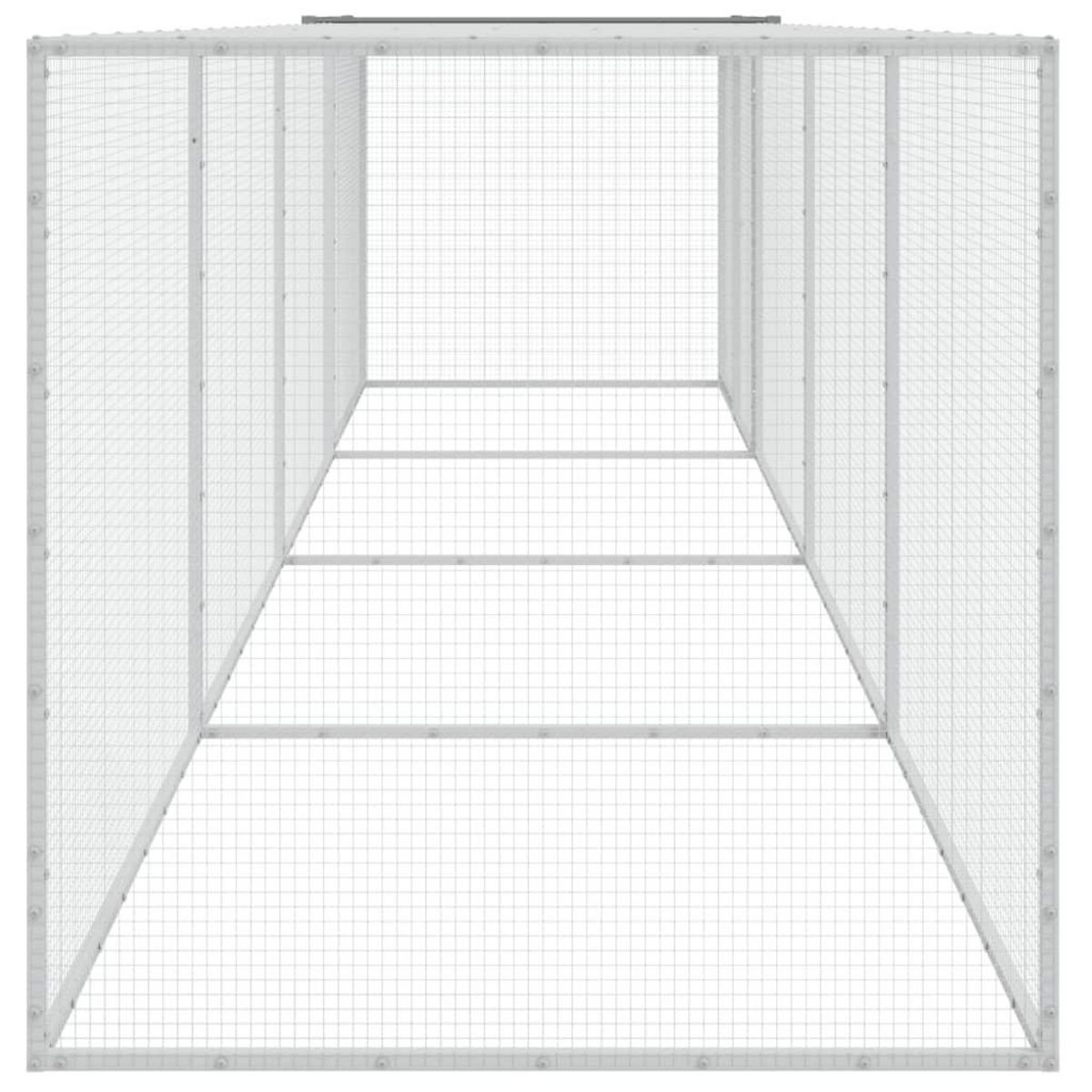 VIDAXL Poulailler avec toit gris clair 403x98x90 cm acier galvanise