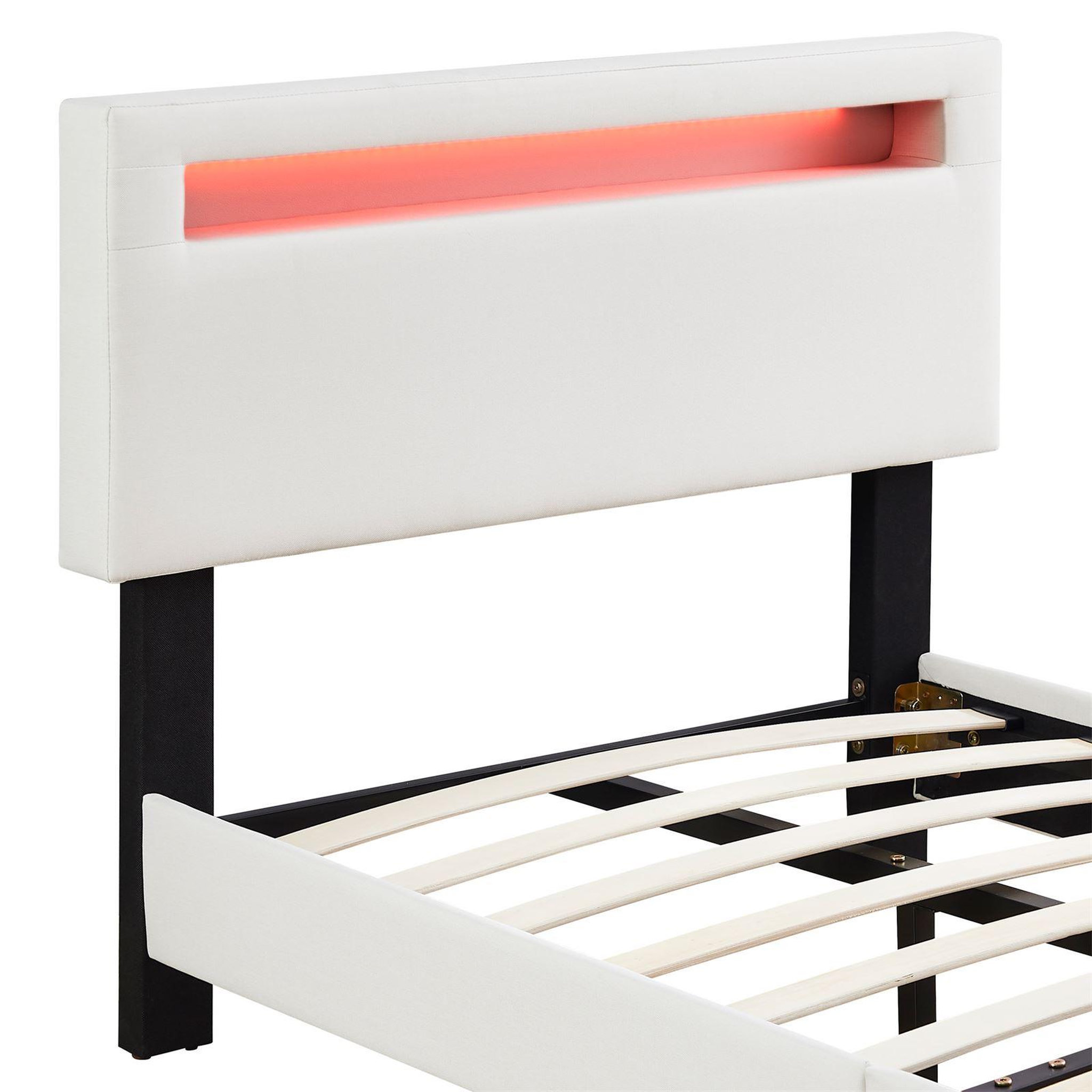 Voir la diapositive 6 : IDIMEX Lit LED simple AUSTIN 90x190 cm, avec sommier, revêtement en tissu