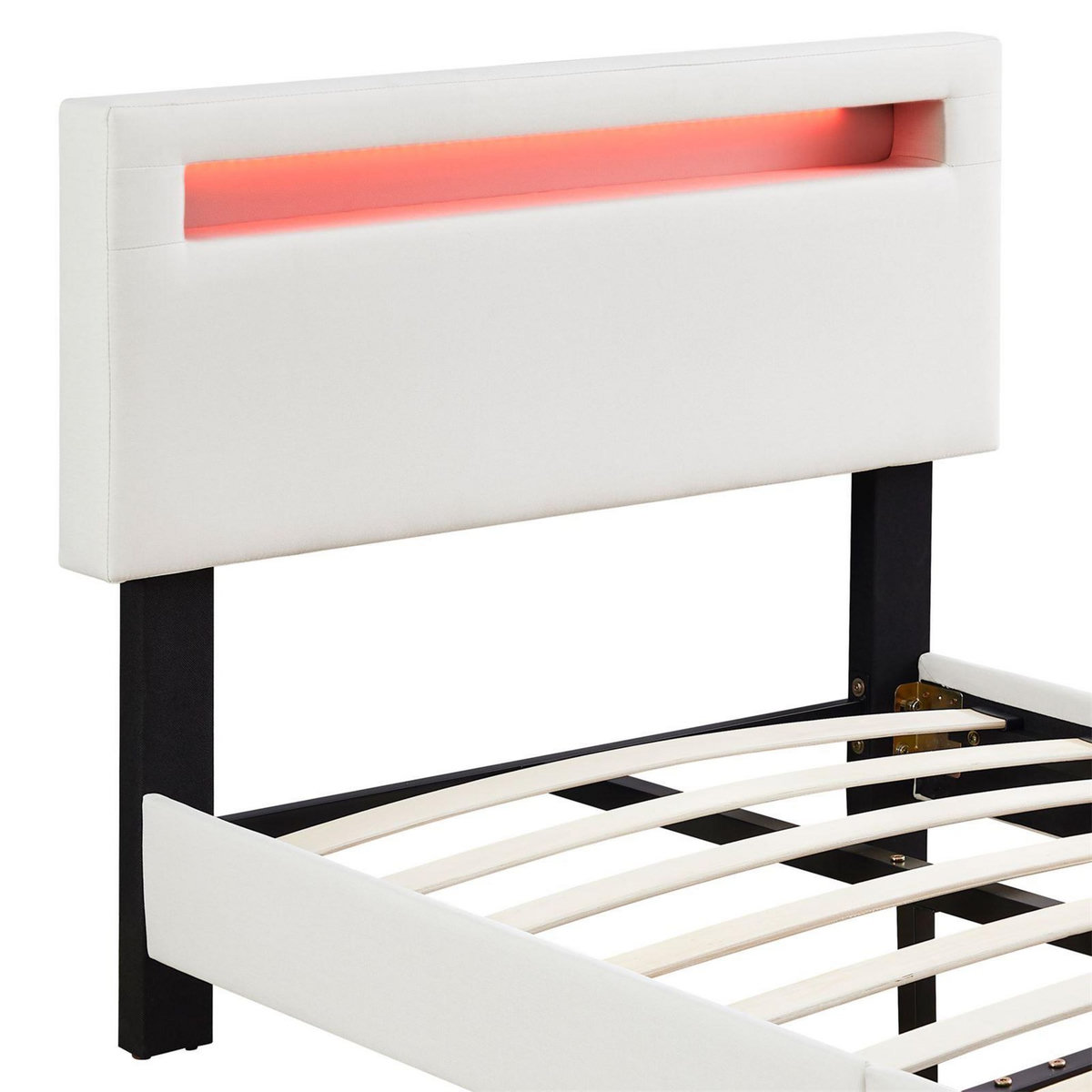 IDIMEX Lit LED simple AUSTIN 90x190 cm, avec sommier, revêtement en tissu