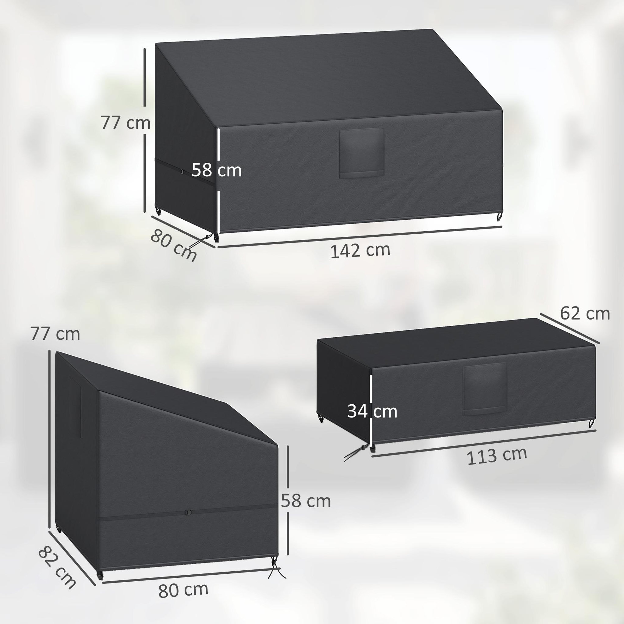 Voir la diapositive 3 : OUTSUNNY Ensemble de 4 housses salon de jardin imperméable tissu oxford noir