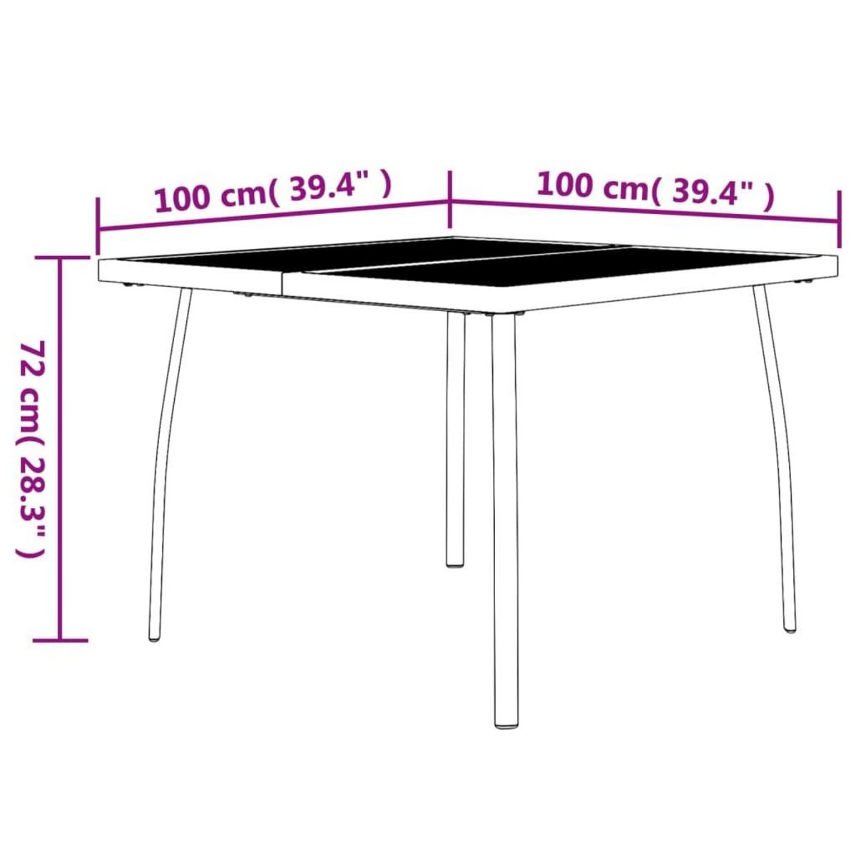 VIDAXL Table de jardin anthracite 100x100x72 cm Treillis d'acier