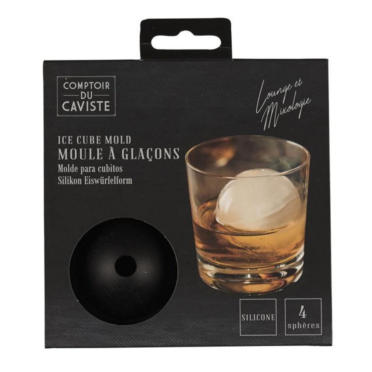 Paris Prix Moule à Glaçons en Silicone  4 Boules  12cm Noir