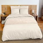 Home collection Parure housse de couette microfibre et velour. Coloris disponibles : Vert, Blanc, Bleu, Marron