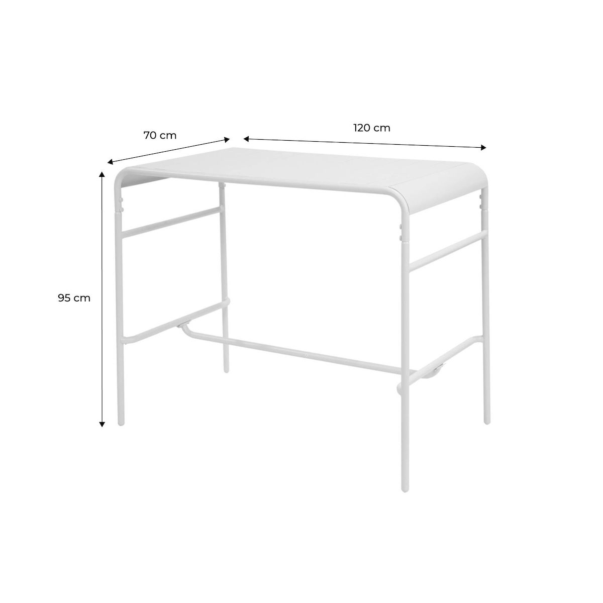 SWEEEK Table haute de jardin métal 4 places, Amelia 120 x 70cm x 95cm