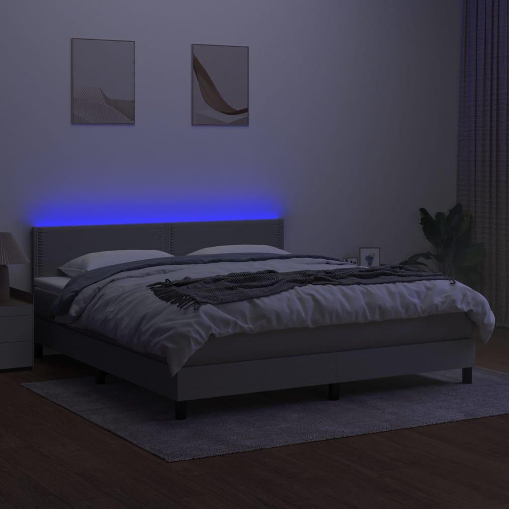 Voir la diapositive 4 : VIDAXL Sommier a lattes de lit et matelas et LED Gris clair 180x200 cm
