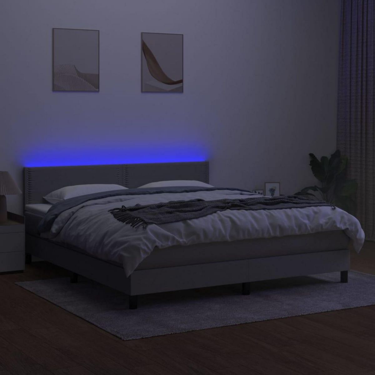 VIDAXL Sommier a lattes de lit et matelas et LED Gris clair 180x200 cm