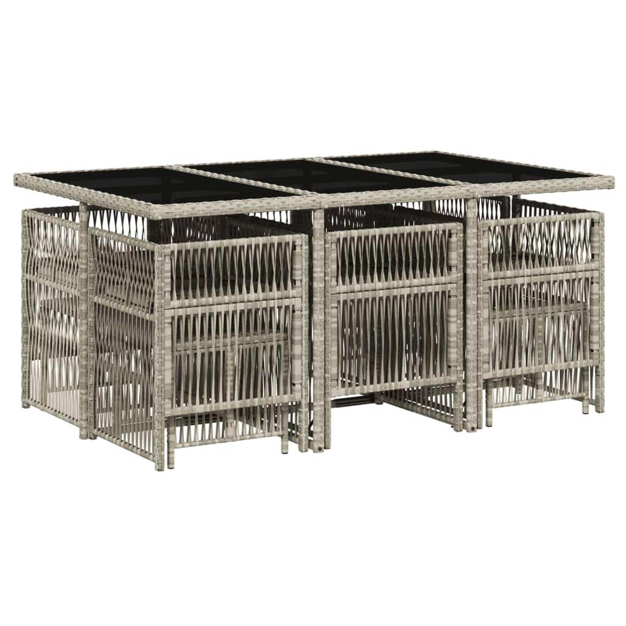 Voir la diapositive 3 : VIDAXL Ensemble a manger de jardin 11pcs avec coussins gris poly rotin