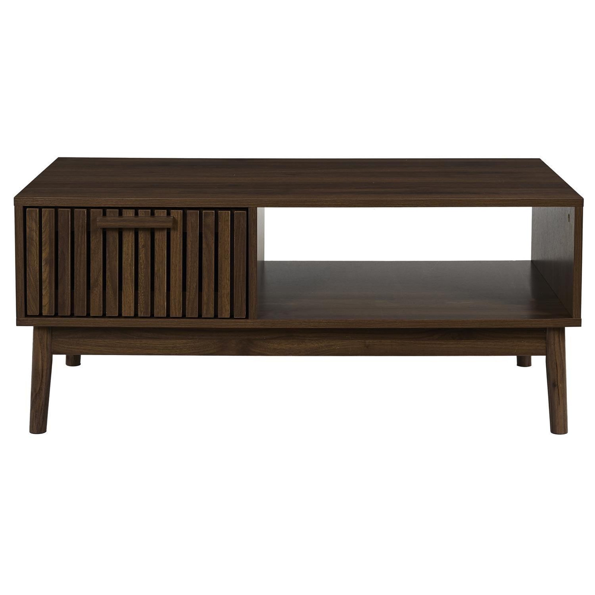 Voir la diapositive 3 : The Home Deco Factory Table basse 1 tiroir et 1 niche effet bois foncé saulk - marron