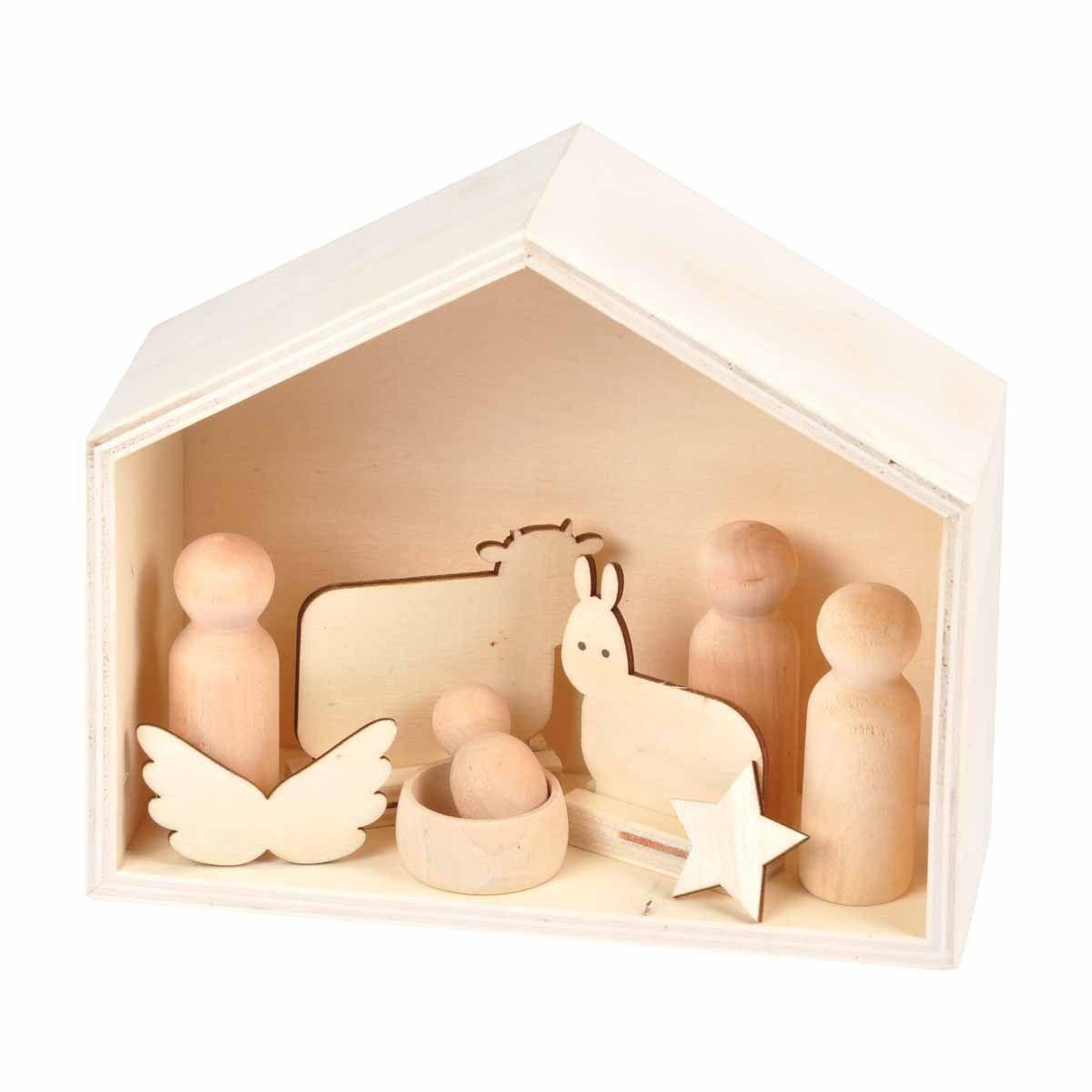 Voir la diapositive 3 : ARTDESIGN Crèche de noël à décorer en bois  6 sujets  naturel