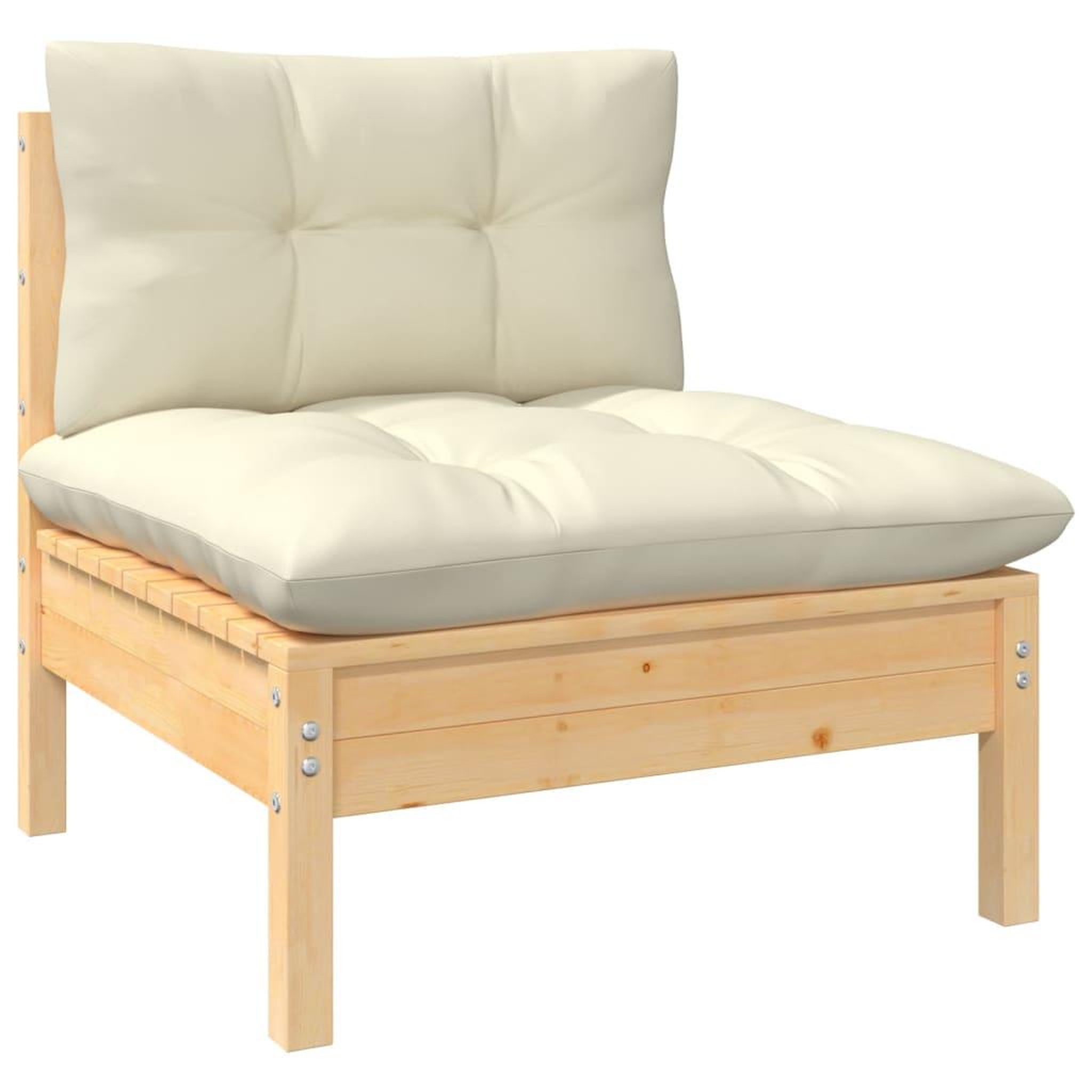 Voir la diapositive 4 : VIDAXL Salon de jardin 9 pcs avec coussins creme bois de pin massif